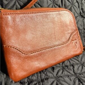 Frye Cognac Brown Leather Wristlet Clutch